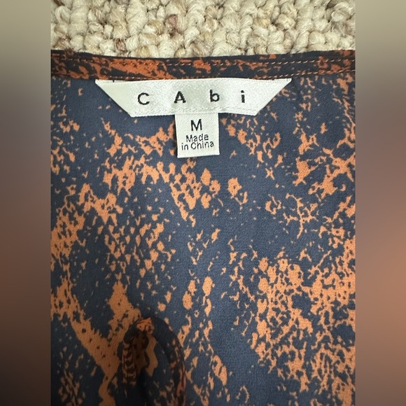 CAbi Orange and Black Patterned Blouse with Green Trim size M - Picture 3 of 7